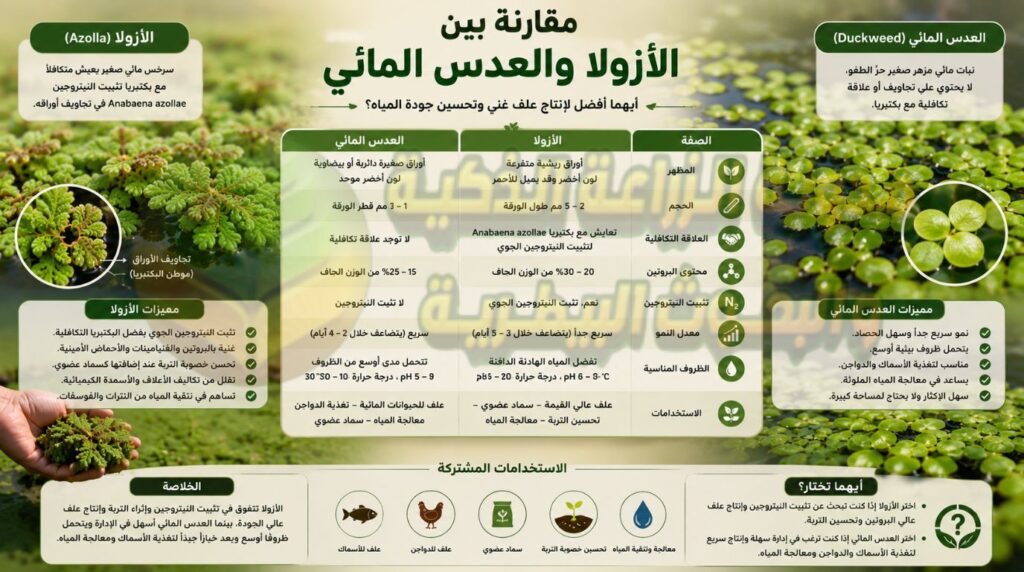 الفرق بين الأزولا والعدس المائي