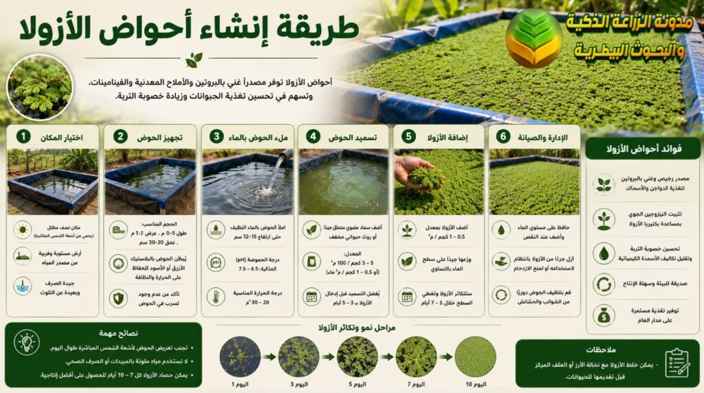 إنشاء أحواض الأزولا