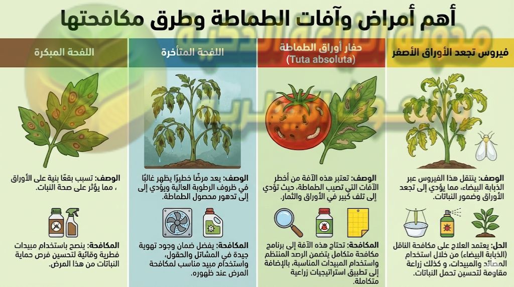 أهم أمراض وآفات الطماطة وطرق مكافحتها