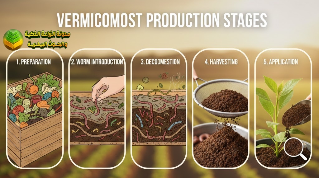 مراحل إنتاج الفيرميكمبوست