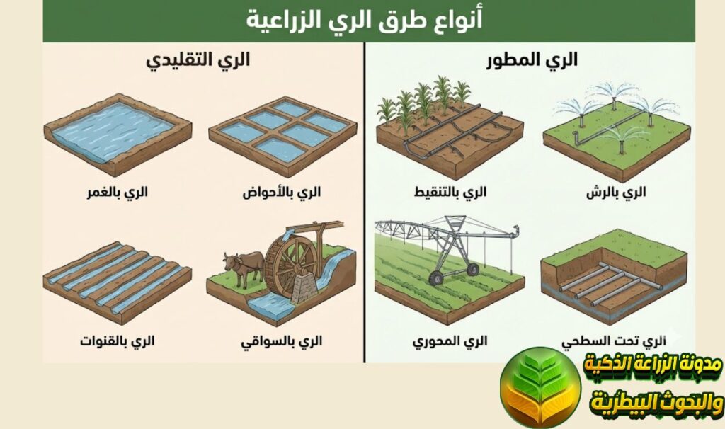 أنواع طرق الري في الزراعة (التقليدية والمطورة)