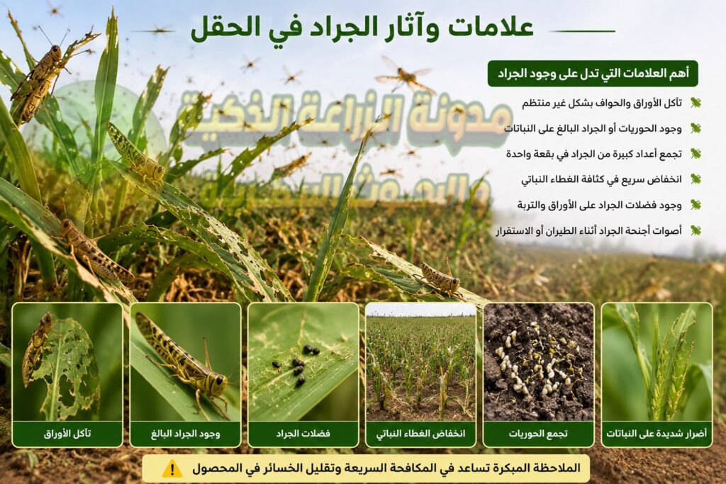 علامات وجود الجراد الصحراوي في الحقول