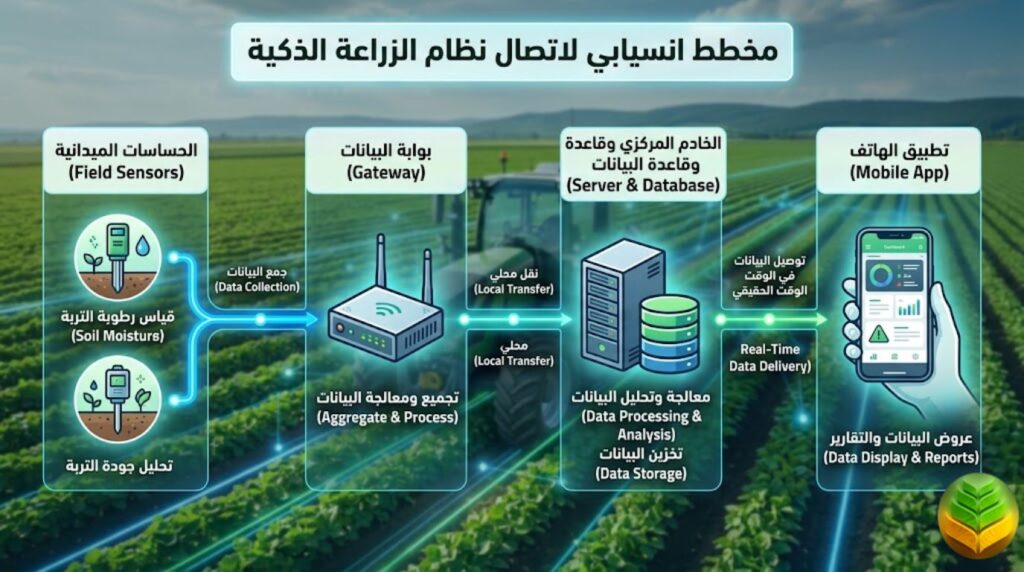 نظام الزراعة الذكية وتدفق البيانات