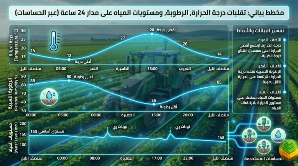 بيانات الحرارة والرطوبة في المزارع الذكية