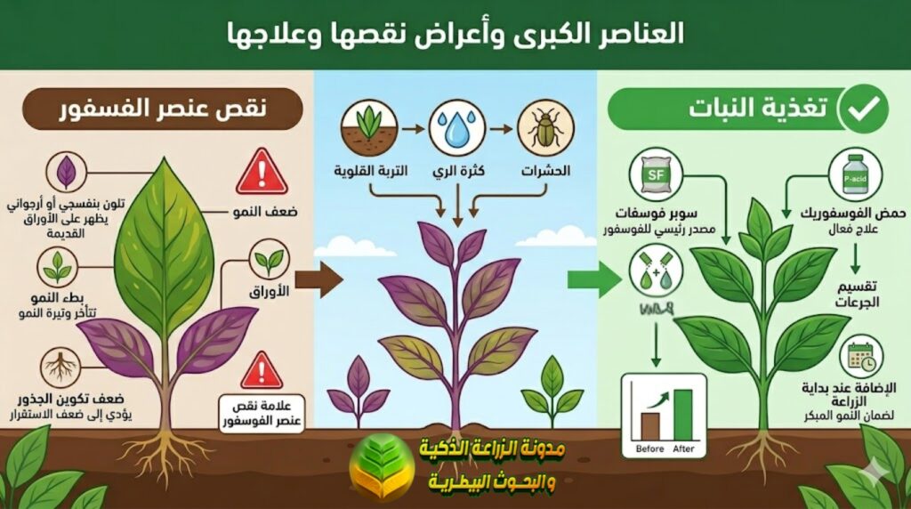 علامات نقص عنصر الفوسفور