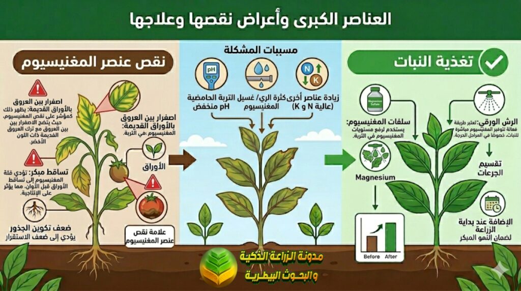 علامات نقص عنصر المغنسيوم