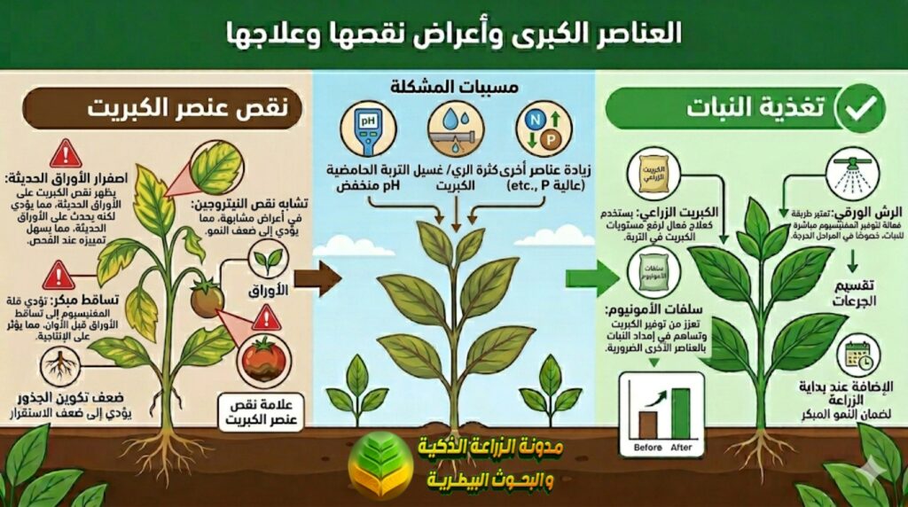 علامات نقص عنصر الكبريت