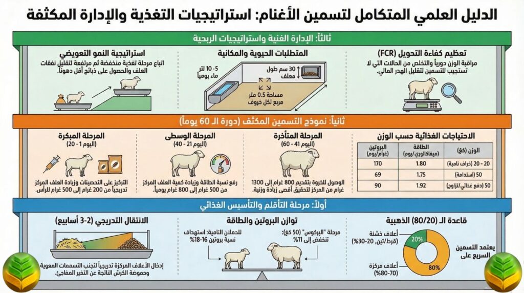 مراحل نظام تغذية الأغنام للتسمين