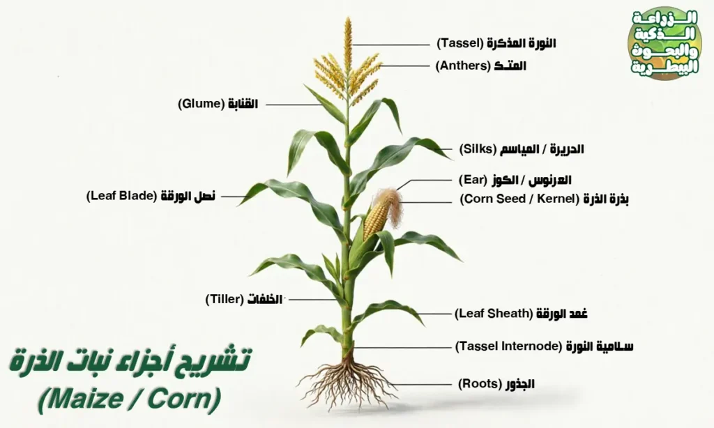 تشريح أجزاء نبات الذرة