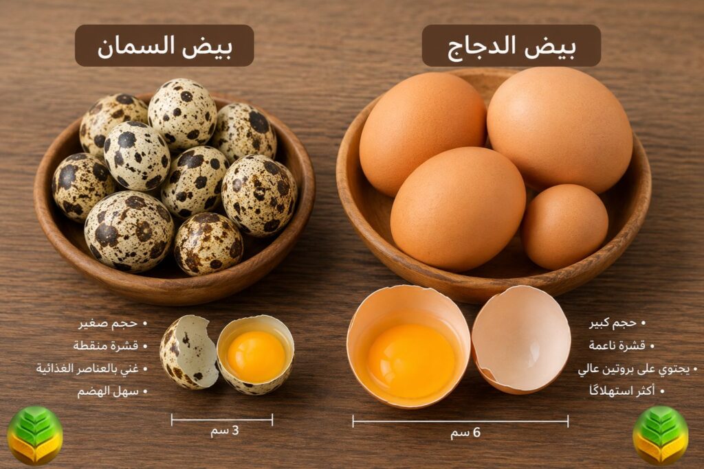 الفرق بين بيض السمان وبيض الدجاج
