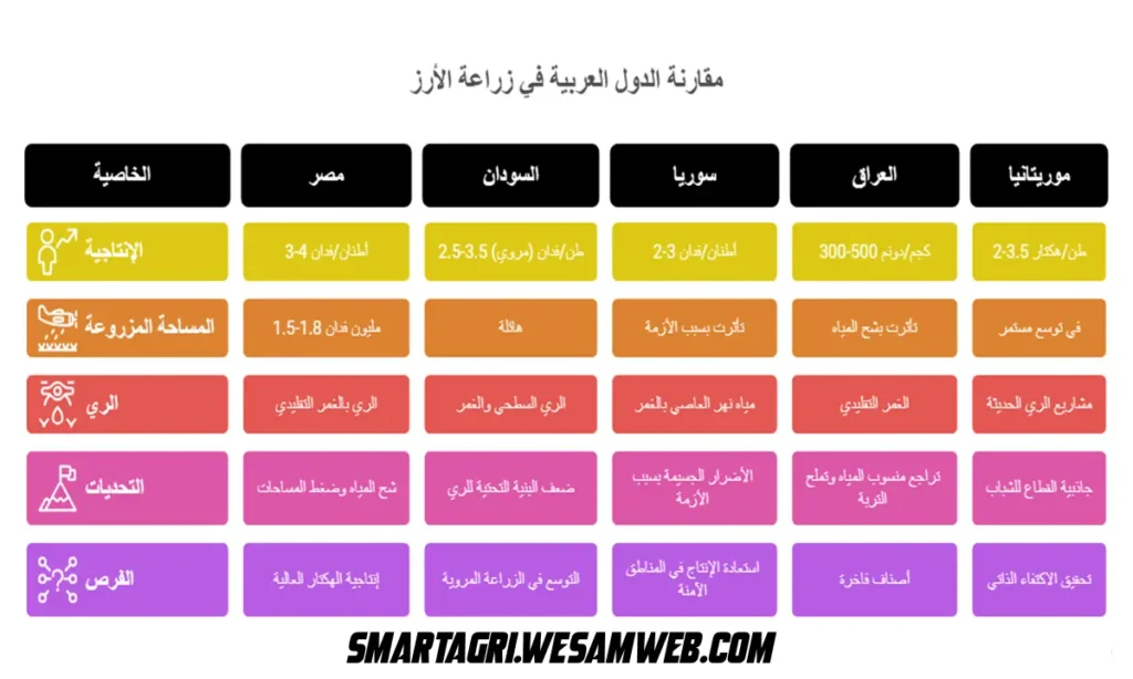 الدول العربية الأكثر زراعة للارز
