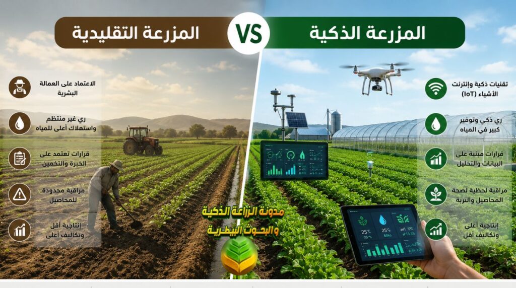 الفرق بين الزراعة التقليدية والزراعة الذكية