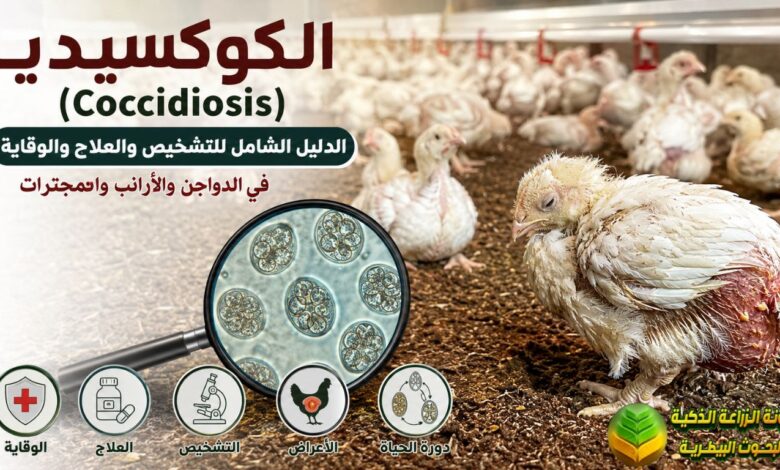 الكوكسيديا (Coccidiosis): التشخيص والعلاج والوقاية في الدواجن والأرانب والمجترات