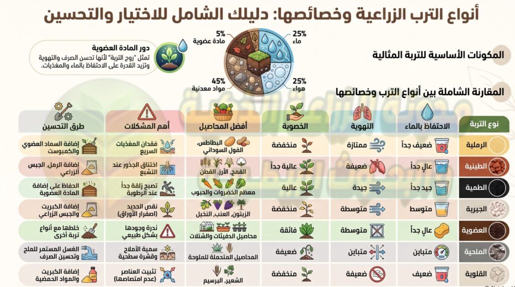 مقارنة بين أنواع الترب الزراعية