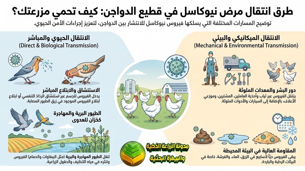 كيف ينتقل مرض نيوكاسل بين الدواجن؟