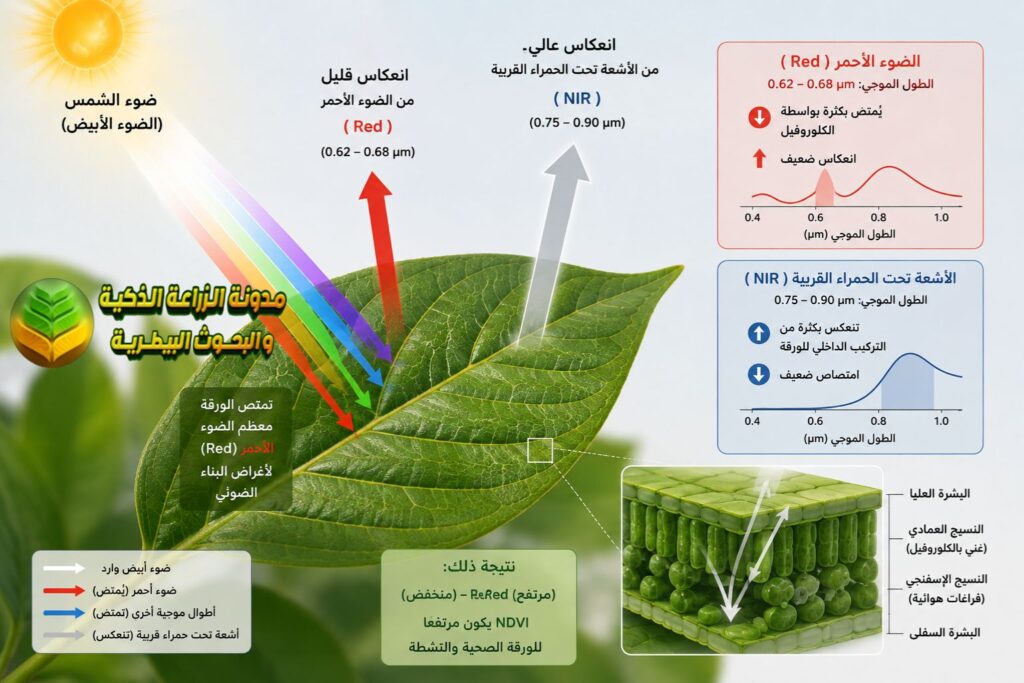 انعكاس Red وNIR من ورقة نباتية