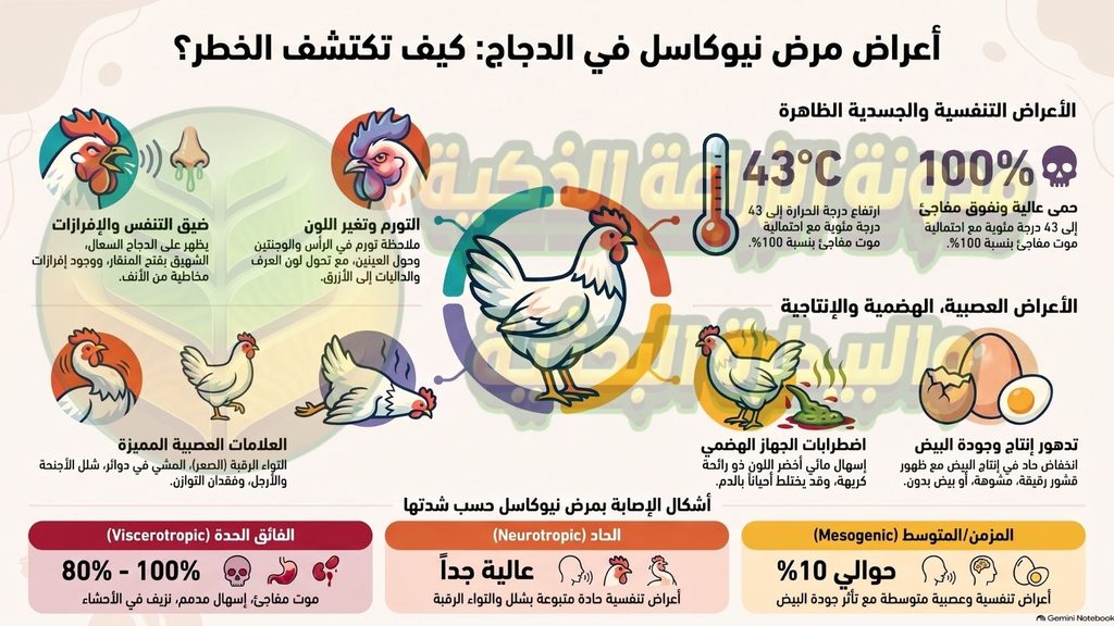 أعراض مرض نيوكاسل في الدجاج