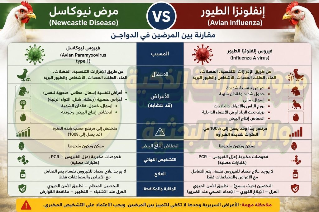 الفرق بين نيوكاسل وإنفلونزا الطيور
