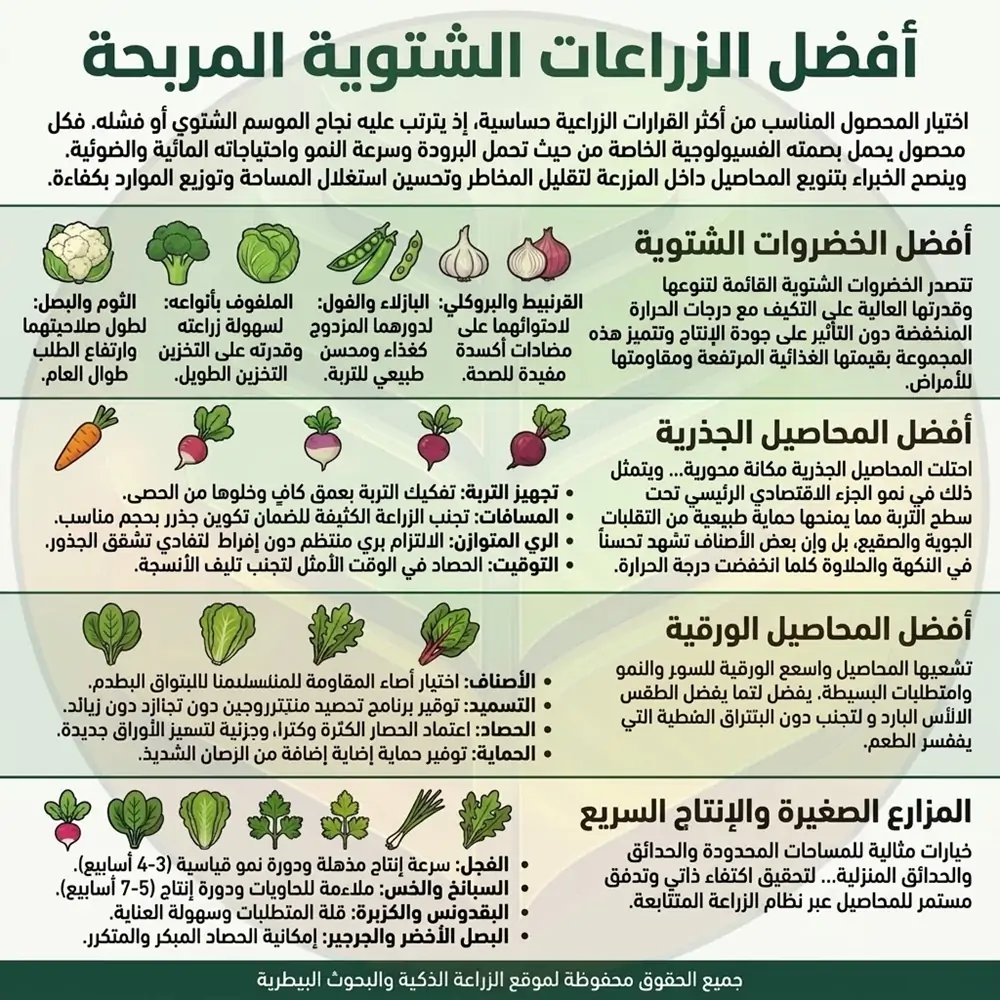 أفضل الزراعات الشتوية المربحة واختيار المحصول المناسب