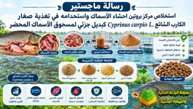 دراسة عن استخلاص مركز بروتين احشاء الأسماك واستخدامه في تغذية صغار الكارب الشائع