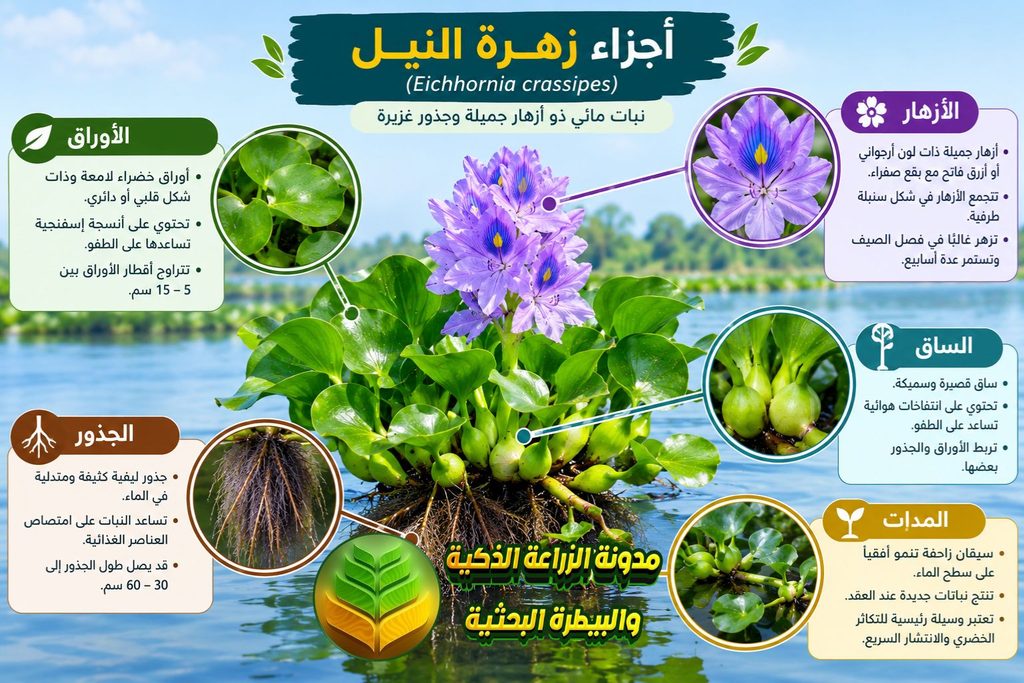اجزاء نبات زهرة النيل