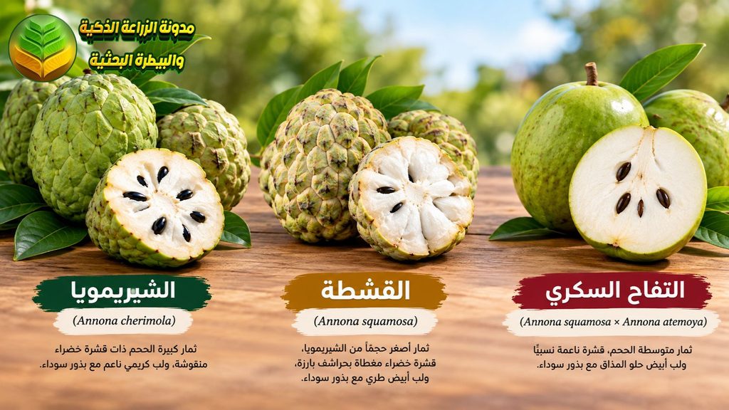 الفرق بين الشيريمويا والقشطة والتفاح السكري