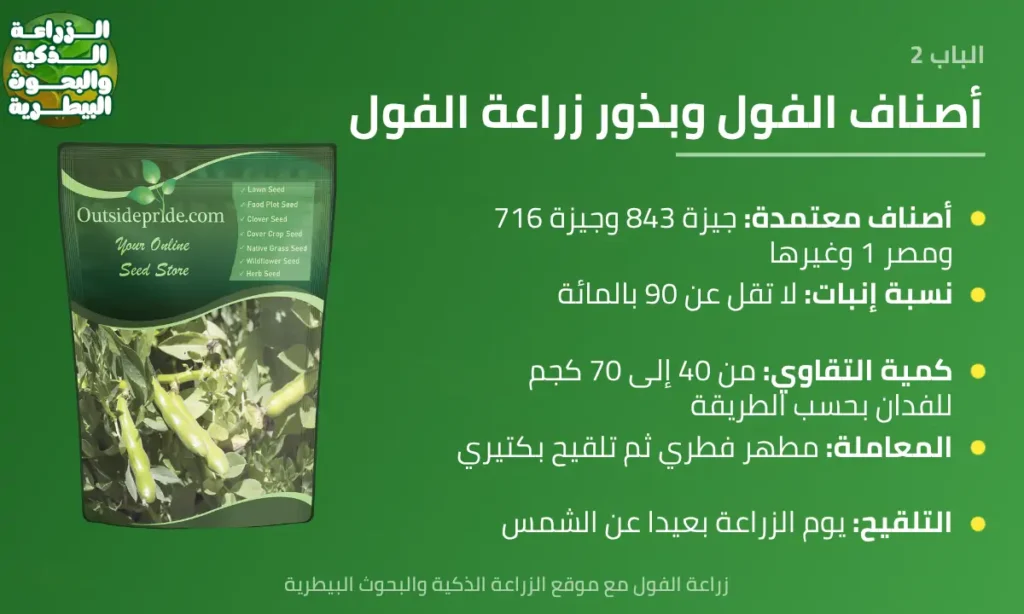 إنفوجرافيك عن أصناف وتقاوي زراعة الفول ومعاملتها قبل الزراعة